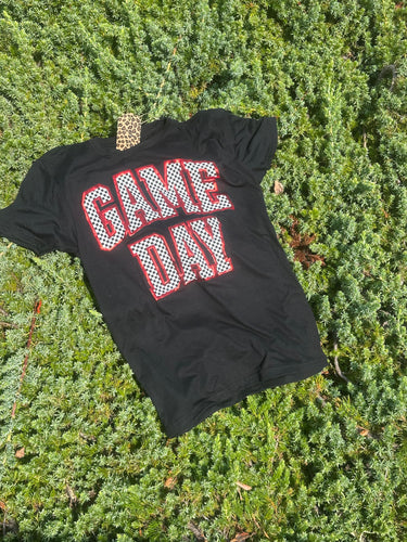 Game Day Checkered Metallic Puff Shirt