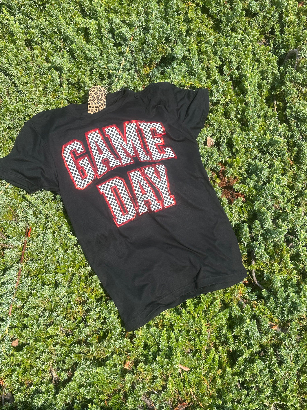Game Day Checkered Metallic Puff Shirt