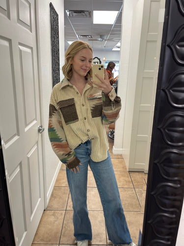 Aztec Print Corduroy Jacket