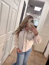 Vintage Pink and White Collared Button Up