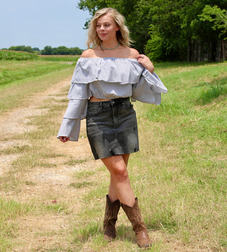 Striped Ruffle Crop Top