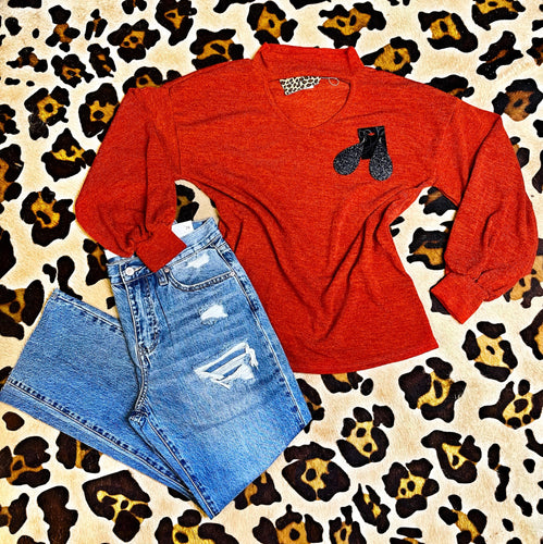 Rust Knit Sweater Top