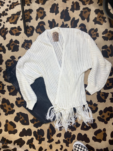 Ivory Fringe Hem Cardigan
