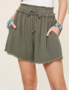 Olive Shorts with Pockets
