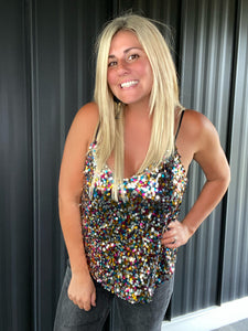 Multi Sequined Tank