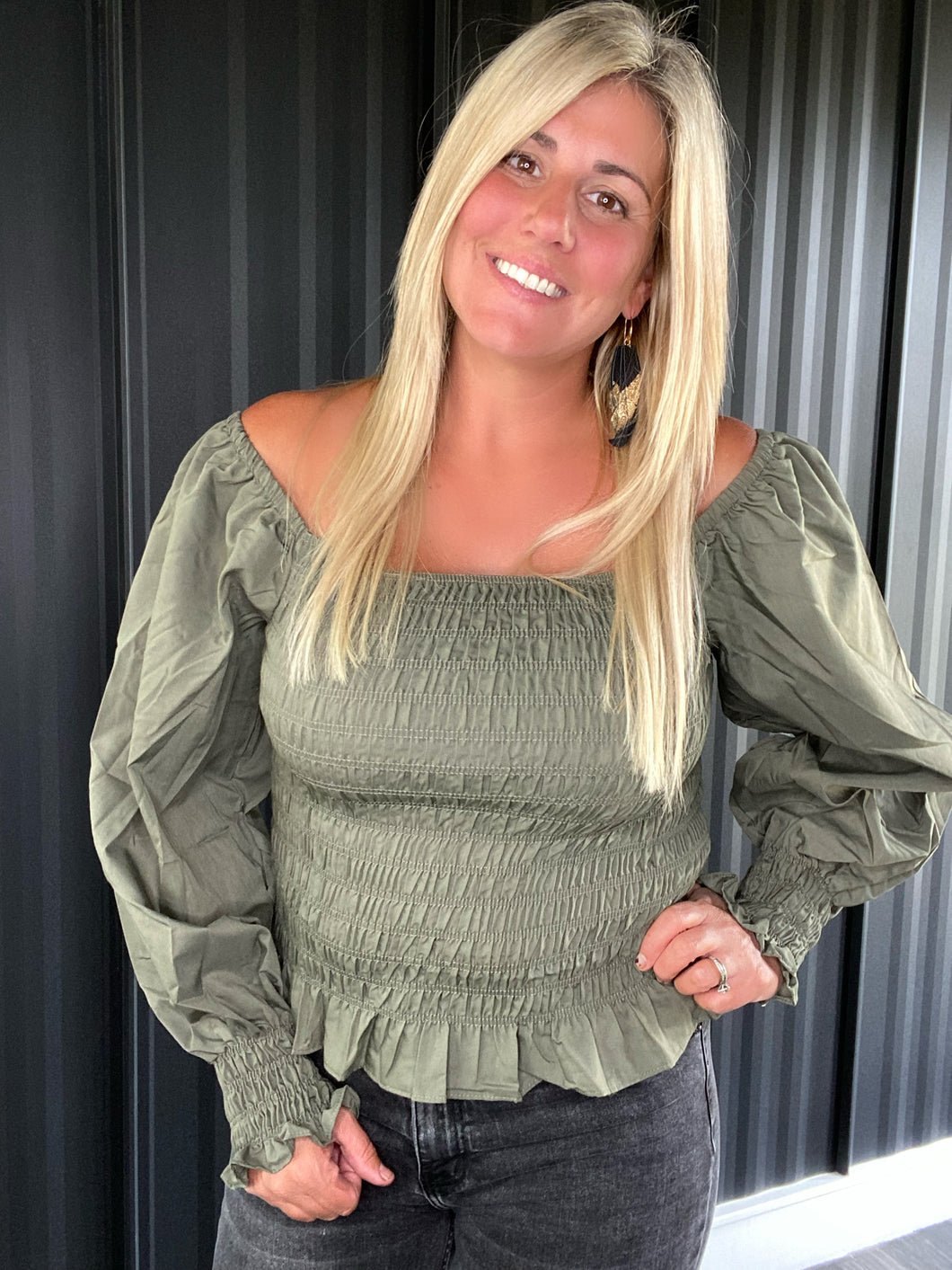 Olive Stretch Blouse